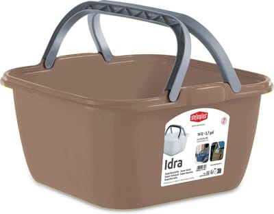 Stefanplast Wasmand/draagmand/teil met hengsel - kunststof - 13 Liter - cappuccino - 35 x 35 x 18 cm - Schoonmaak/huishoud teilen