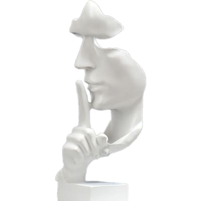 Denker Standbeeld Levendige Vorm Compacte Synthetische Hars Aantrekkelijke Decoratieve Stilte is Goud Figuur