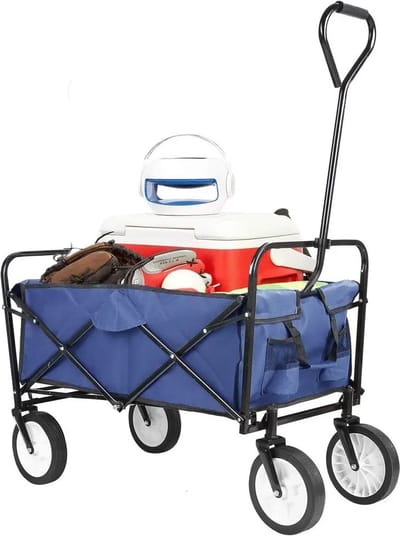 DHN Opvouwbare Wagenkar - Bolderkar - Tuin Wagen Transportwagen Strandkar - Transportkar - Kampeerwagen - Blauw