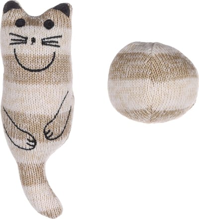 Flamingo Faci - Speelgoed Katten - Ps Faci Kat + Bal Gestreept Bruin - 1st - 137685 - 1st