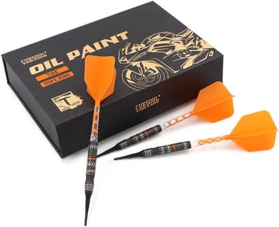 Soft Tip Dartpijlen Set 90% Tungsten met Unieke Olieverf Afwerking en ROST T19 Flights
