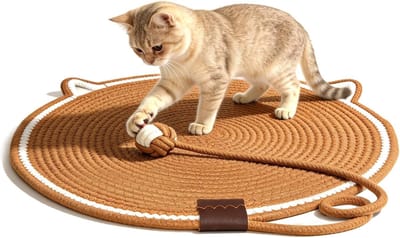 LISM-Krabmatten Geschikt voor katten, krabmatten van natuurlijk katoenen touw, ronde horizontale krabmatten Geschikt voor binnen van 50 cm Geschikt voor vloeren, muren, banken, tapijten en fauteuils.