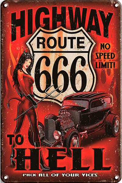 Signs-USA Highway to Hell - Retro Wandbord - Metaal - 40x30 cm