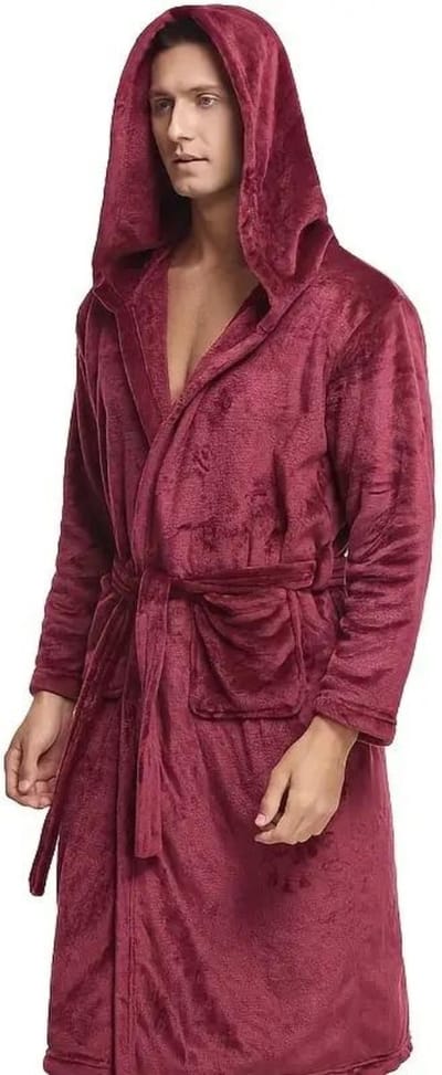 Bovista Badjas - Fleece - Katoen - Badstof - Sauna - Hamam - Wafel - Bathrobe - Duster - Ochtendjas - Kimono - Rood Heren