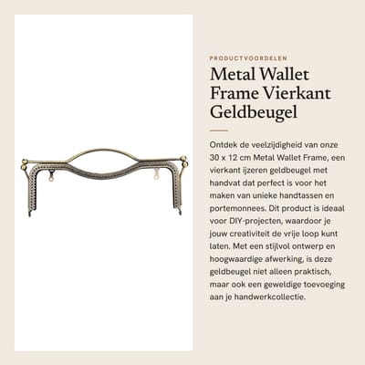Dailygoods- Portemonnee Frame 30 x 12cm - Vierkant/Ijzeren Portemonnee - Handvat met Kussensluiting - DIY Handtas Accessoires - Hoogwaardige Ijzerkwaliteit - Gemakkelijk Toegankelijk - Handtasframe