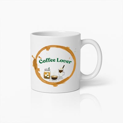 330ml Coffee Lover Mok – Stijlvol Design met Koffievlek & Illustraties – Perfect Cadeau voor Koffieliefhebbers & Barista Fans