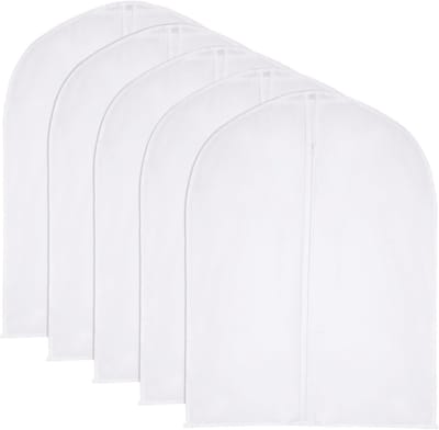 Set van 5 Lange Kledingzakken 60 x 120 cm / 60 x 80 cm - Ademend en Stofdicht Beschermhoes voor Kostuums en Kledingopslag