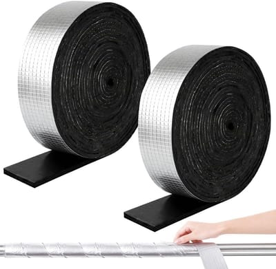 Buisisolatie, schuimrubber, isolatiekanaal, 10 m x 5 cm, zelfklevend, isolatie voor het wikkelen van verwarmingsbuizen, buiswikkeling en buisbescherming, isolatietape, 2 rollen