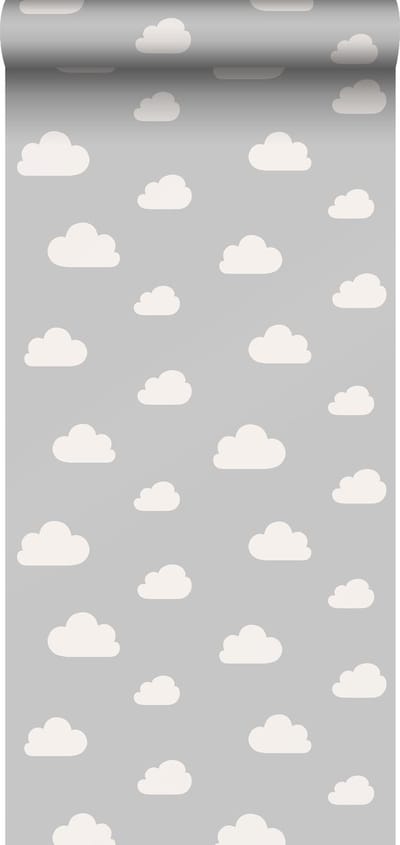 ESTAhome behang wolkjes grijs - 53 cm x 10.05 m - 139560