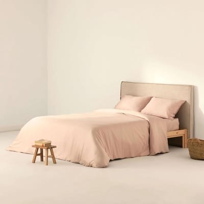 SnelShoppen - Belum Dekbedovertrek Satijn 300 Draaddichtheid 140 x 200 cm Roze - Luxe Satijnen Dekbedovertrek met Transparante Knopen voor 1-Persoons