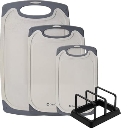 CasaCucina Snijplank Kunststof - Anti-slip - Met Houder - 41x26cm - Vaatwasserbestendig - Wit