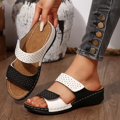 Dames Casual Sleehak Pantoffels Comfortabele Dikke Zool Open Teen Contrasterende Pantoffels Met Heldere Diamanten Ingezette Damesschoenen 36