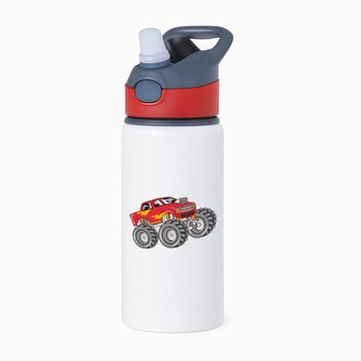 Hacebo® - Monstertruck waterfles met rietje rood - Auto - Autoliefhebbers - Autosport - motorsport - water fles - 650ML