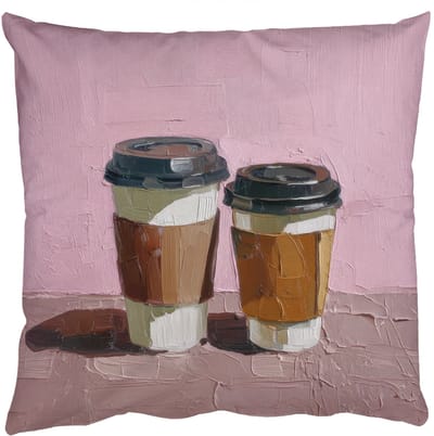 Sierkussens - Kussentjes Woonkamer - 50x50 cm - Koffiebekers - Deksel - Verf - Textuur