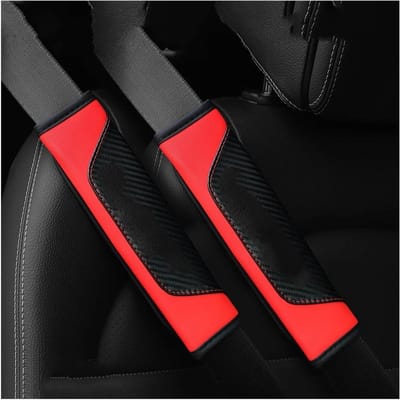 Gordelkussens Auto - Schouderbeschermers - Comfortabel Rijden - Waterdicht PU-leer - 2 stuks - Rood