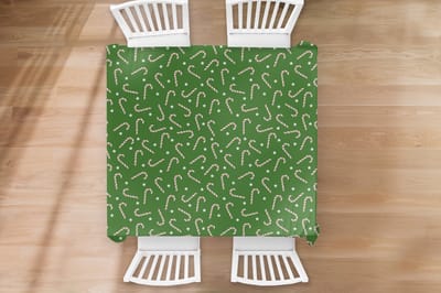Kerst Tafelkleed - Kerstmis Decoratie - Tafellaken - Kerstmis - Patronen - Zuurstok - Sterren - 150x150 cm - Kerstmis Versiering - Tafeldecoratie Kerstmis - Kerstdecoratie tafel - Tafelversiering