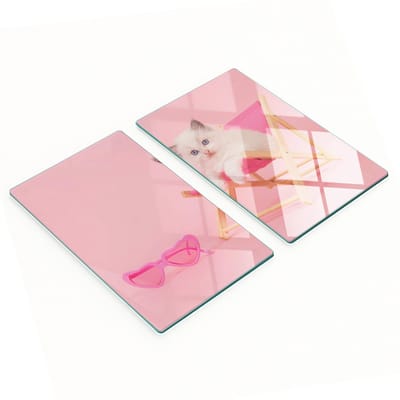 Decoratieve glazen snij- en serveerplanken Cat Deck 2x30x52 cm