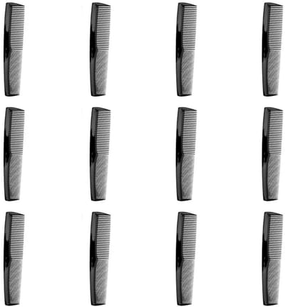 EXCITAT Plastic Pocketkam - Haarborstel - Kam - Fijne & Standaard Tanden - Salonkam - Delicate Stylingkam - Haarverzorgingstools voor Mannen en Vrouwen - Zwart - 12 stuks