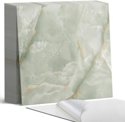 Coloray Plaktegels - Natuurlijk marmerpatroon Zelfklevende Tegels - 20 cm x 20 cm - Groente Plaktegels - 20 stuks - Vierkant PVC Tegels - Plaktegels Badkamer - Plaktegels Vloer - Vinyl Tegels - Wandtegel Zelfklevend