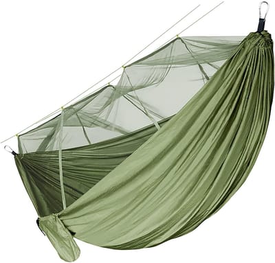 Sterke Dubbellaagse Hangmat met Muggennet (TÜV Gecertificeerd) - 400 kg Draagvermogen voor Camping en Tuin