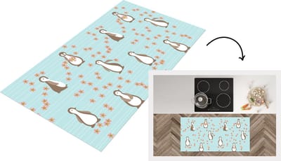 Keukenloper - Loper keuken - Bloemen - Design - Pinguïn - 120x60 cm - Keukenloper vinyl