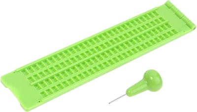 Braille Oefenlei - Schrijfset Leerhulpmiddel - Tactiel Leren - 4 Regels Braille - 22.5 cm - Grijs