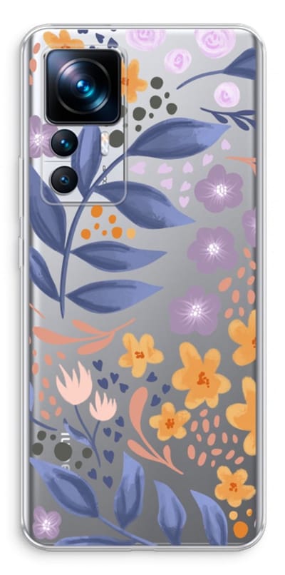 Case Company® - Hoesje geschikt voor Xiaomi 12T hoesje - Flowers with blue leaves - Soft Cover Telefoonhoesje - Bescherming aan alle Kanten en Schermrand