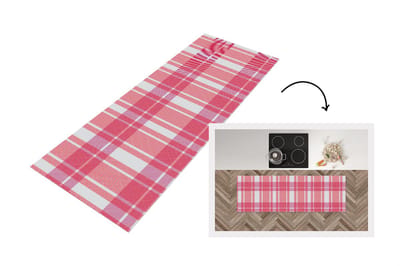 Keukenloper - Loper keuken - Plaid - Roze - Patronen - 150x50 cm - Keukenloper vinyl