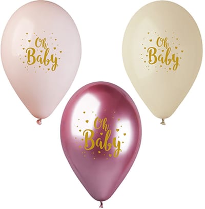 12x 6 Ballonnen Ø 29 cm licht-rose Oh Baby