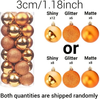 Livano Kerstballen - Kerstversiering - Plastic - Oranje - 3 cm - 24 stuks