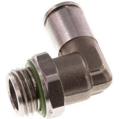 6mm x G1/4'' 90 graden L-verbinding RVS Insteekfitting Buitendraad Draaibaar FKM