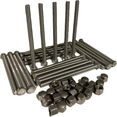 25 Tapbouten zeskant M8 x 120 DIN 933 Rvs A2 inclusief Rvs dopmoeren