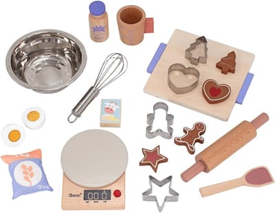 Houten Bakset voor Kinderen 19-Delig met Weegschaal en Bakvormen
