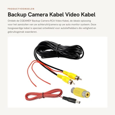 Dailygoods- Backup Camera Kabel 6 m - RCA Video Kabel - Auto Achteruitrijcamera - Universeel - Weerbestendig - Duurzaam en Lichtgewicht - Videokabel