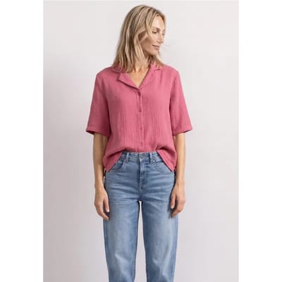 Mousselineblouse met bowlingkraag