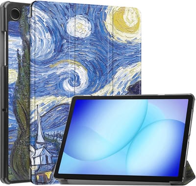 Hoesje - Geschikt voor Samsung Galaxy Tab A11 Plus / A9 Plus - Dun & Stevig - Hardcover Book Case - Trifold Bookcase Hoes - Hard Cover - Tablethoes - Sterrenhemel