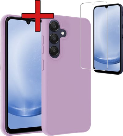 Hoesje - Met Screenprotector - Geschikt voor Samsung Galaxy A25 - Sterk & Shockproof - Telefoon Hoes - Back Cover - Siliconen Case - Telefoonhoes - Lila