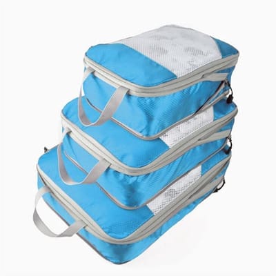Opbergzakken Set - Reisorganizers - Bagage Indelen - Compressie Ontwerp - 3 Stuks - Zwart Blauw