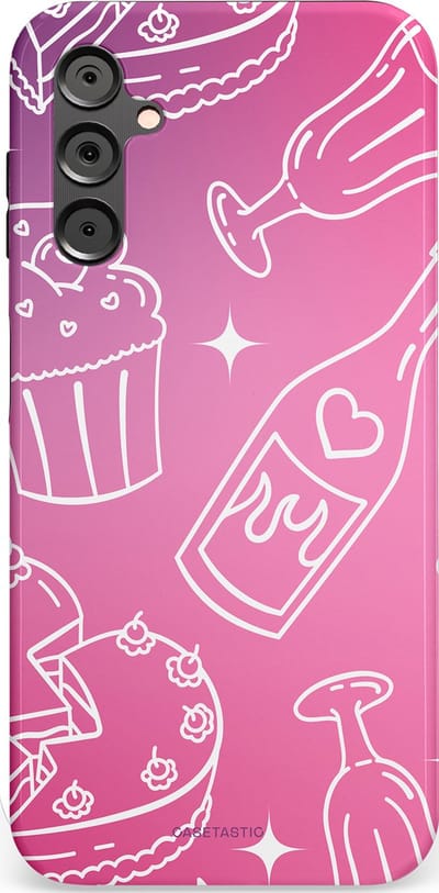 Casetastic Hoesje Geschikt voor Samsung A14 (5G/4G) - Stijlvolle Beschermende Duo-layer Case - Roze Gebakfeest