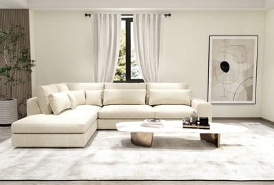 hoekbank martino- lounge links- corduroy ribstof beige- hoeksalon links