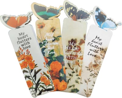Boekenlegger Vlinder & Bloem – Bladwijzer - Bookmark – Kaartje - Kleine Cadeautjes - Set van 4