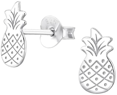 Joy|S - Zilveren ananas oorbellen - 5 x 9 mm - oorknoppen
