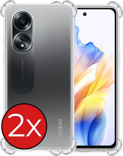 Hoesje - 2 Stuks - Geschikt voor OPPO A58 - Sterk & Shockproof - Back Cover - Siliconen Case - Telefoon Hoes Shock Proof - Telefoonhoes - Transparant
