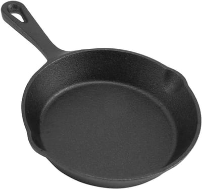Mini Koekenpan - Gietijzeren Pan - Ontbijt Maken - Antiaanbaklaag - Kleine Formaat - Zwart
