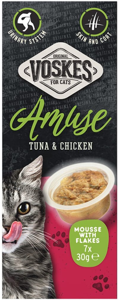 Voskes Kattensnack Mousse Tonijn&Kip - 7x30 gr