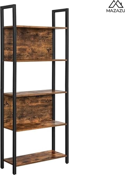 MIRA Home - Boekenplank - Vintage - Keukenplank - Hout/Metaal - Zwart/Bruin - 62x24x165