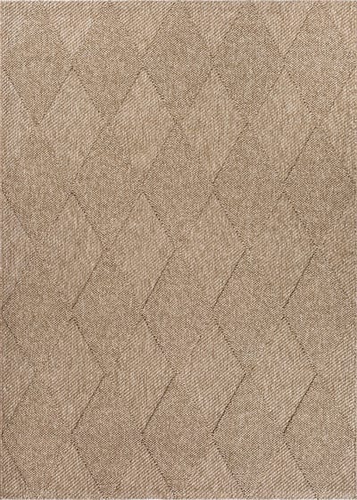 the carpet Cairo – Weerbestendig outdoor vloerkleed in jute-look, geschikt voor balkon, tuin en terras, bruin met ruitmotief, 80 x 150 cm