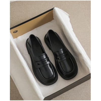 Kleine lederen schoenen dames Britse stijl lente nieuwe zwarte één pedaal loafer platte Japanse stijl JK uniforme pompen 37 gray