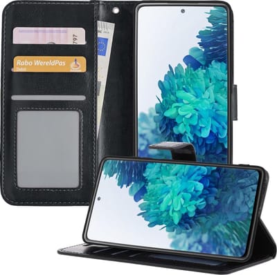 Hoesje - Geschikt voor Samsung Galaxy S20 FE - Luxe Bookcase - Walletcase Hoes - Portemonnee - Cover - Telefoonhoes - Zwart