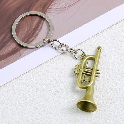 Retro Mini Saxofoon Sleutelhanger Trompet Tuba Metaal Muziekinstrument Sleutelhanger Muziek Cadeau Accessoires Auto Sleutelhanger Voor Muziek Liefhebbers gray